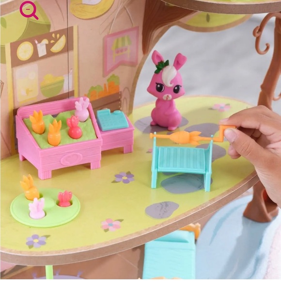 KidKraft Lil Green World Wooden Market Treehouse Play Set with 26 Accessories - Picture 3 of 10